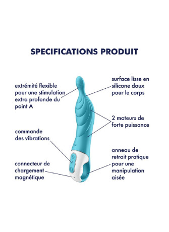 Vibromasseur rainuré Point A couleur turquoise A-Mazing 2 Satisfyer - CC597767